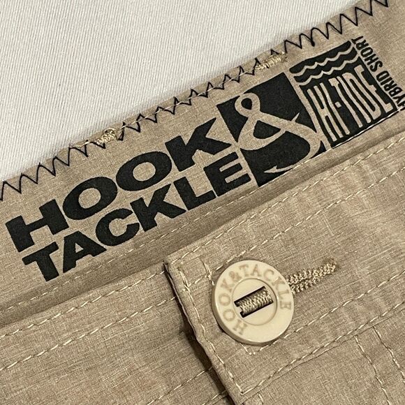 ~ Hook & Tackle 40 Mens Shorts Gray Grey Grayish-Tan Greige Tan Fishing Ripstop - Picture 12 of 14